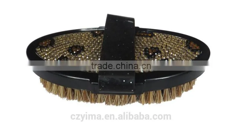 Hot! bling horse body brush with leopard pattern/rhinestone