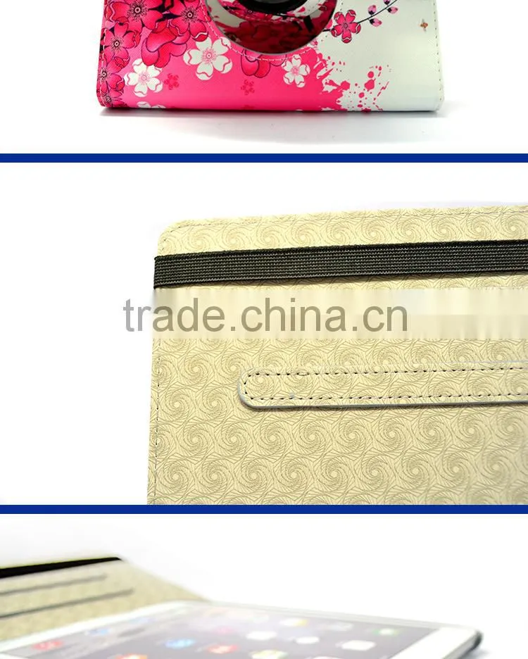 Pink Flower Rotating Tablet Case For iPad Mini 4