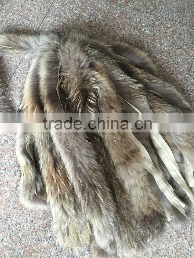 Winter Garment Shoes Accessories Real Raccoon Fur Stripes Raw Material