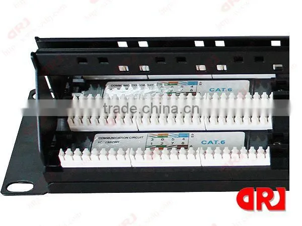 CAT6 48 slots UTP patch panel with cable tray
