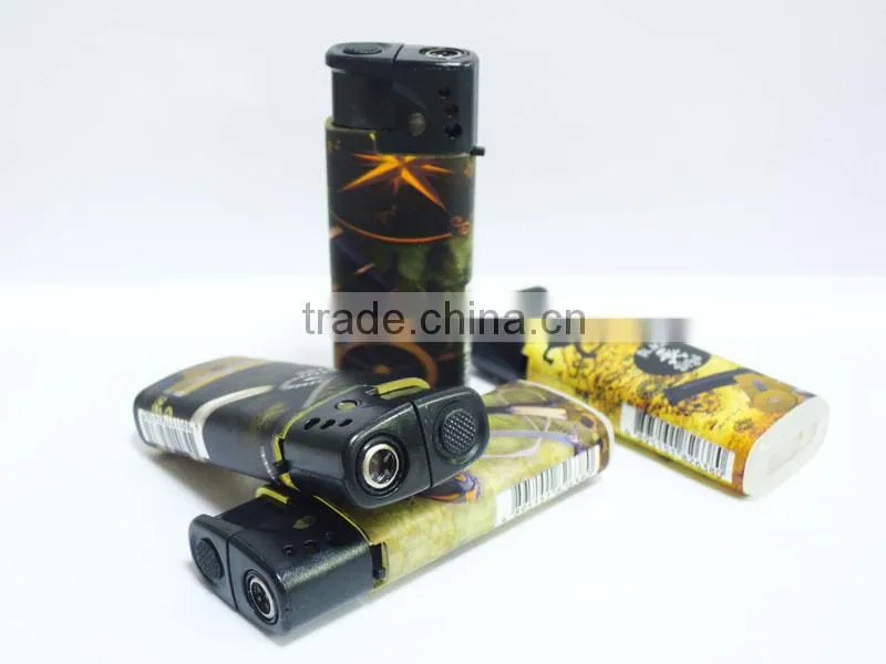customer sticker gas windproof flame lighter plastic cigar lighters