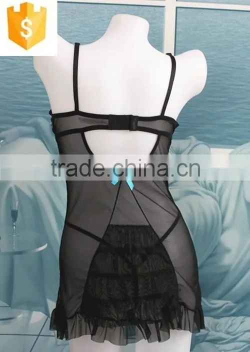 2016 Hot sexy mesh transparent lingerie babydoll /nightywear/night dress