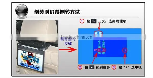 9"Headrest monitor with USB,SD,MP5,mp4
