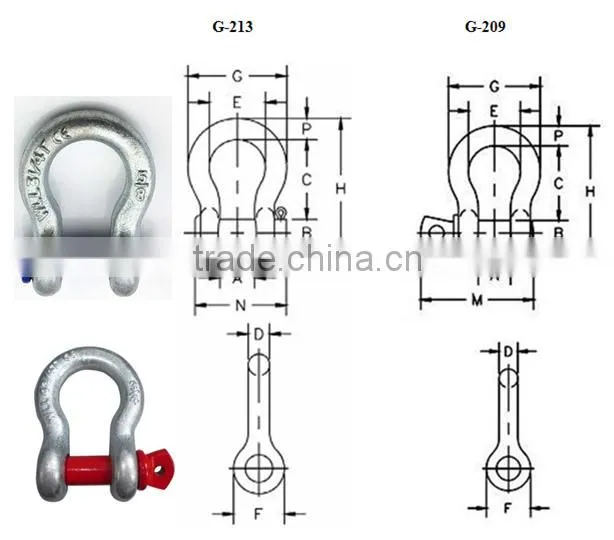 round pin shackle/bow shackle/ marine anchor shackle G-213