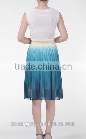 Ladies chiffon ruffle gradient color skirt