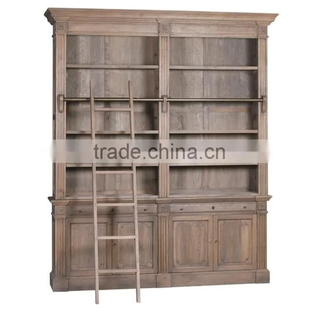 Anique painting reclaimed wooden bookcase with ladder