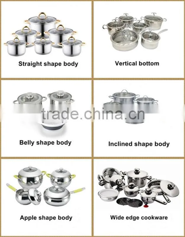MSF-3997 8pcs Stainless steel cookware set composition 18cm 24cm 26cm casserole 24*7cm rice cooker