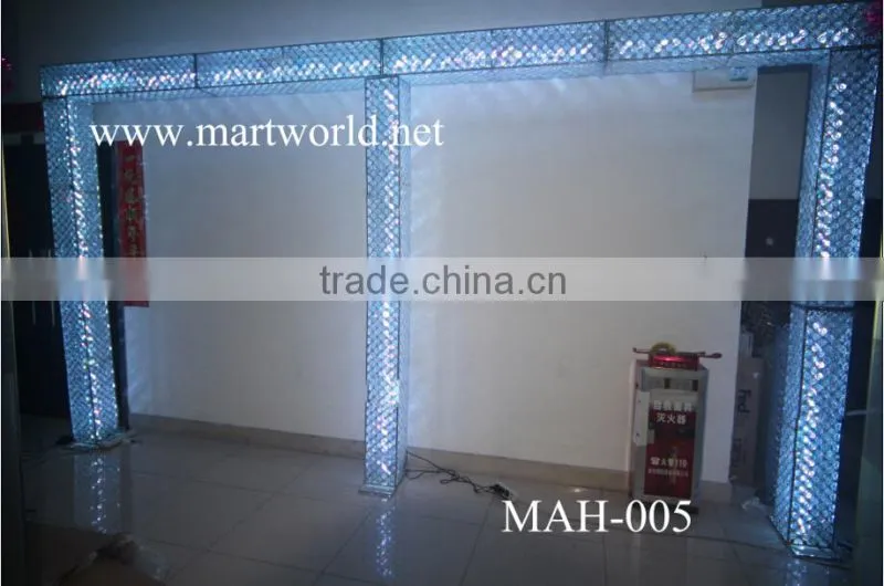 hot selling led light crystal decorative arch for wedding decorations, wedding backdrop stand(MAH-005)
