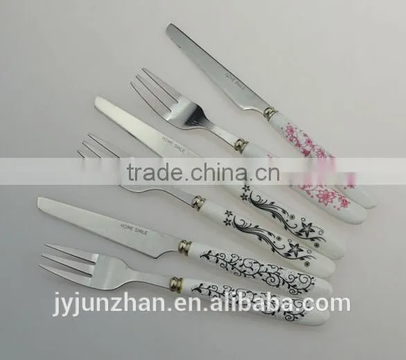 Fruit fork knife sets with nice ceramic handle and competitive price