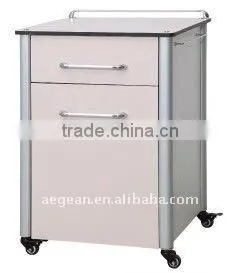 Clinic wood overbed table with drawer