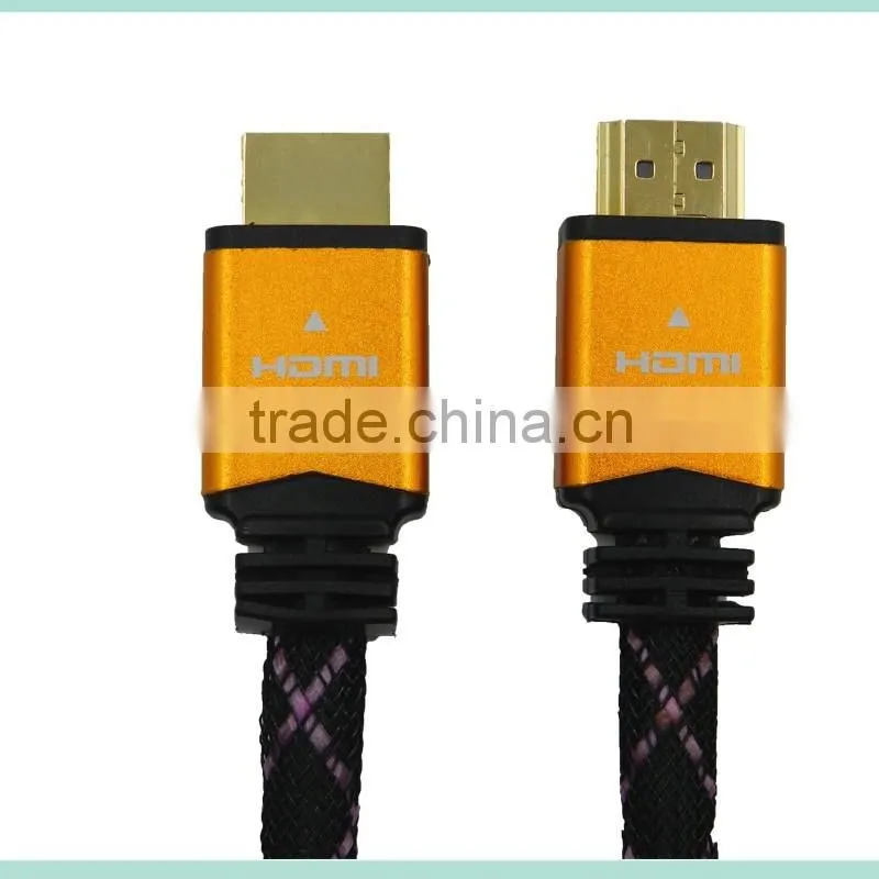 V2.0 yellow hdmi cable with Ethernet and gold connector support 3D and 4K
