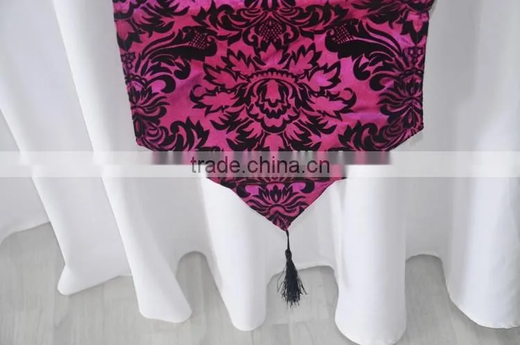 Wholesale various color flocking damask taffeta table runner