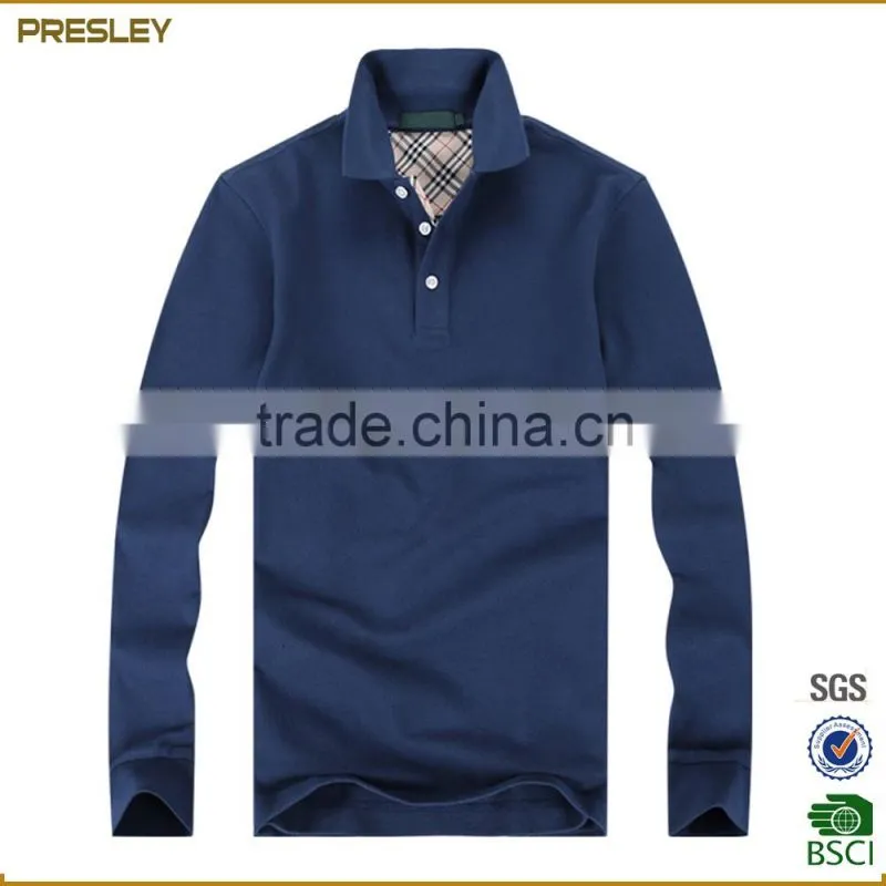 Presley oem New fashion men's casual regular fit blank long sleeve custom polo shirt