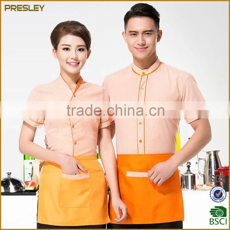 Fashion restaurant hotel customized waitress and waiter uniform design