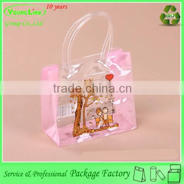 OEM customized high quality transparent plastic makeup bag with handle