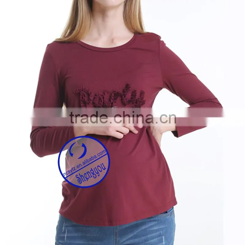 Custom 100% cotton maternity t shirt for pregnant women