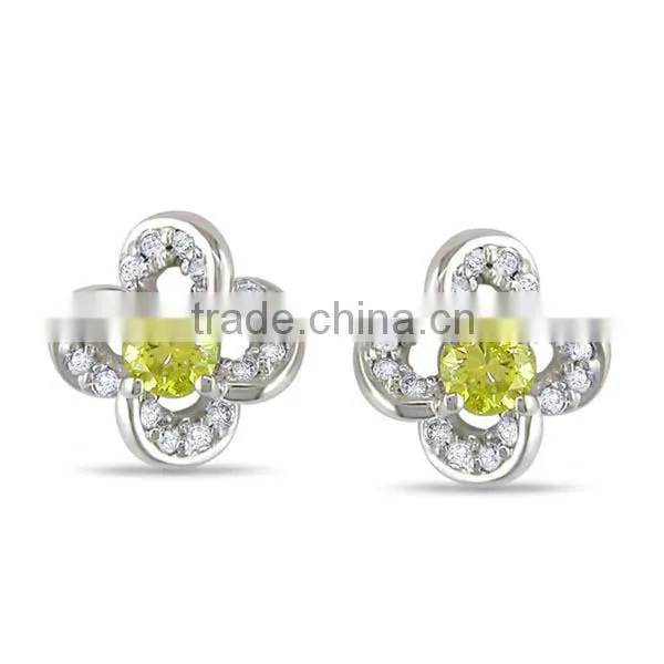 925 sterling silver beautiful designed earrings diamond flower shaped earrings