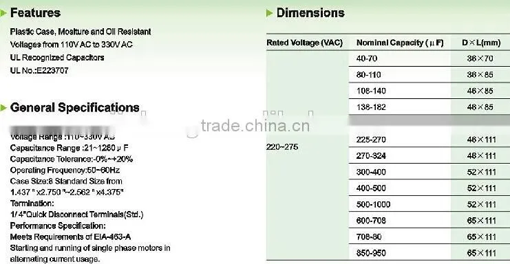 CD series 12uf 250v motor capacitor wholesale from China for sale