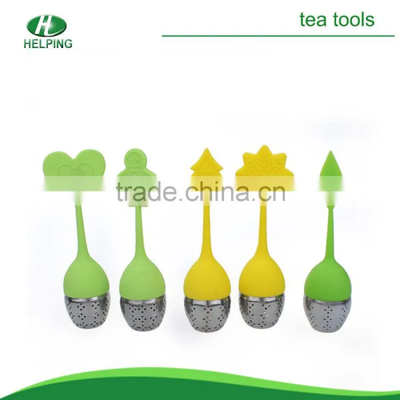 Yellow duck shape silicone tea strainer with stainless steel