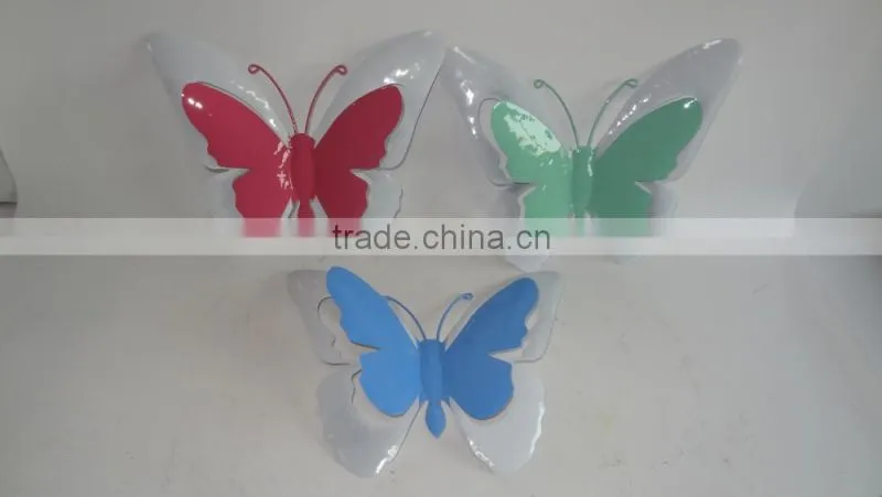 Decorative colorful metal butterfly wall deco