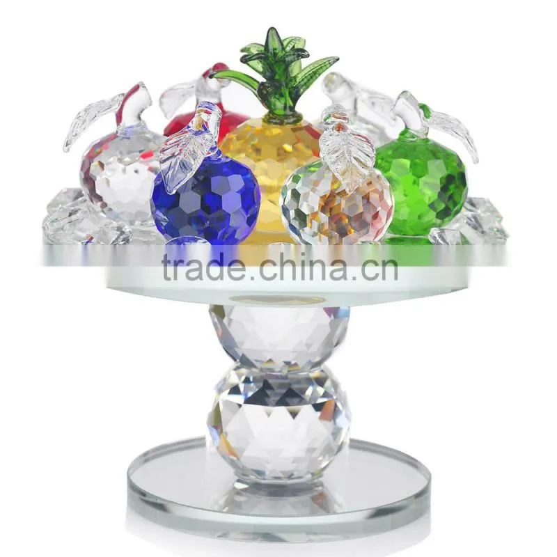 Custom colorful decoration k9 glass promotion pineapple with base crystal fruit figurine