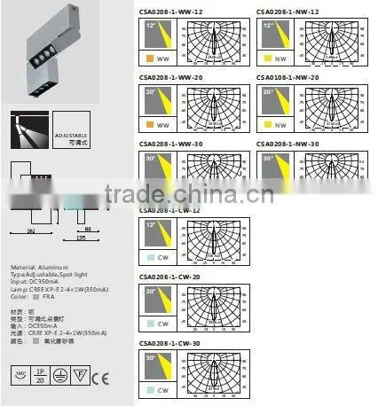 Double Heads 8w Led Ceiling Light For Commercial Place