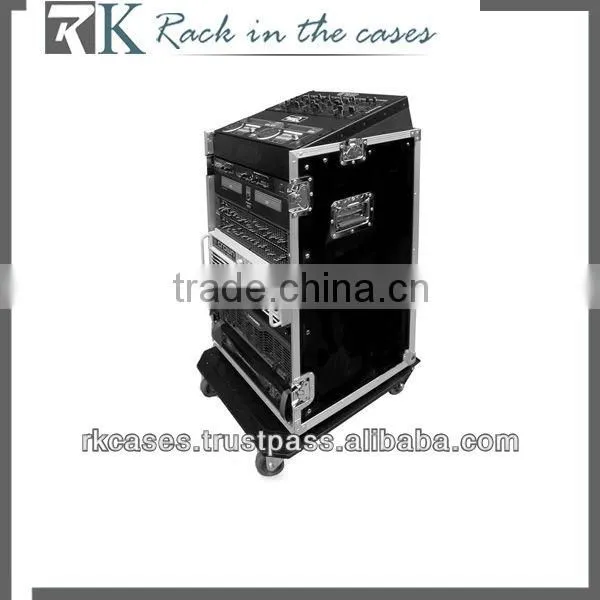 RK aluminum rack case,10U slant mixer rack/16u vertical rack system with caster board and removable covers