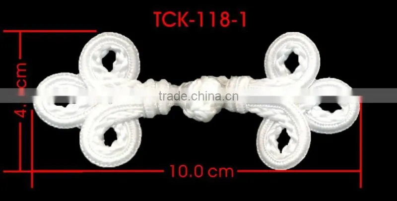 Height 4.2 Centermeter All White Sew On 100% Nylon Chinese Knot Frog Buttons