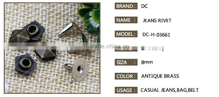 Hot Sale Star Shape Jeans Button Rivet and Studs Custom Leather Rivets for Bag