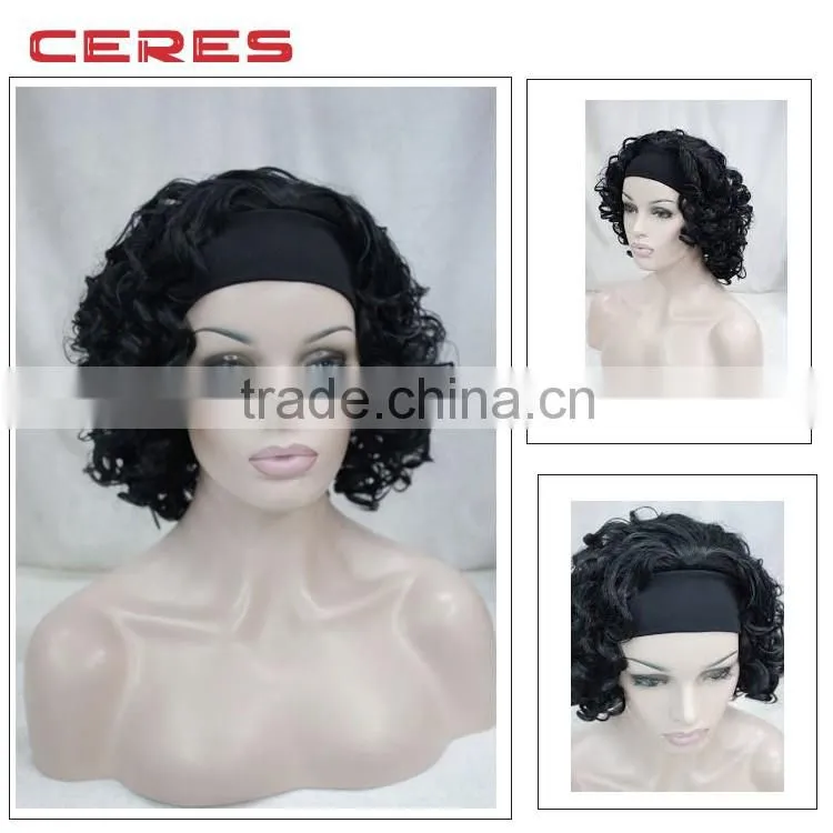 Best Quality on line trading braided style ombre tights Instock all synthetic Color Kinky Curly Headband Wigs