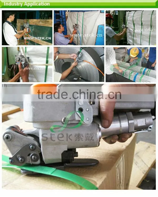 Pneumatic sealless plastic strapping tool