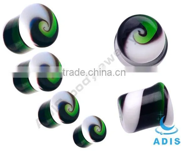 Spiral glass ear plug stretching pyrex glass earring expander