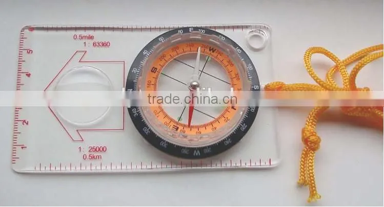 Map Measure Compass Luminous Compass/Acrylic ruler with lanyard