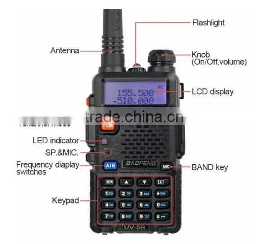 Best sell CE FCC Rohs approved BAOFENG UV-5R Handheld Walkie Talkie 5W vhf uhf 2-way radio
