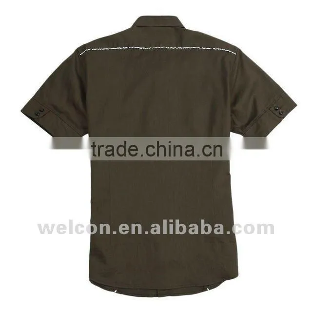 Latest European style popular casual black new stylish men's short sleeve cotton shirt