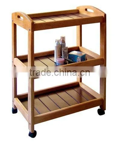 2016 Hot Sales OAK Trolley Cart ,Wooden Trolley tray , salon Trolley
