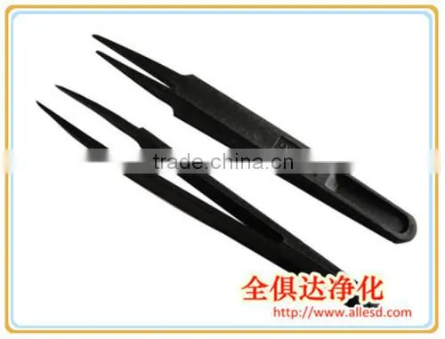 ESD Series Black Anti-static Stainless Steel Tweezers
