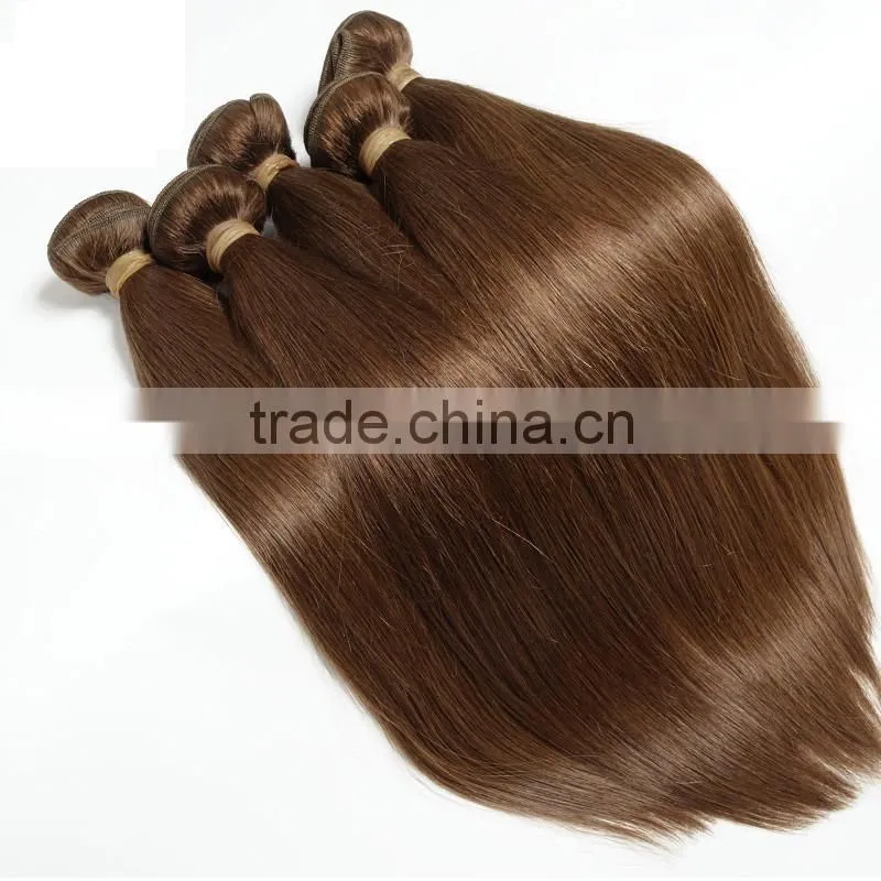 No chemical chocolate color silk straight 100% virgin Brazilian hair for women