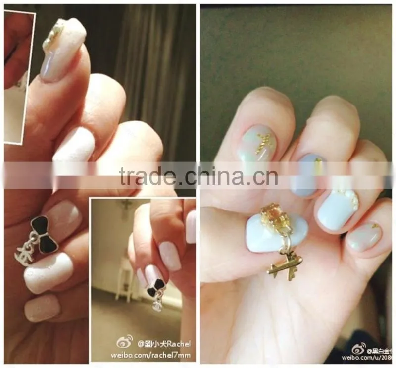Fashionable shining stone with chain pearl lucky fancy pendant nail sticker