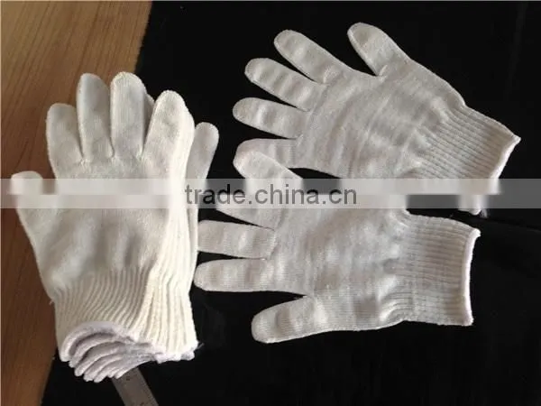 nature white cotton glove ,thin gloves ,cotton liner industry gloves