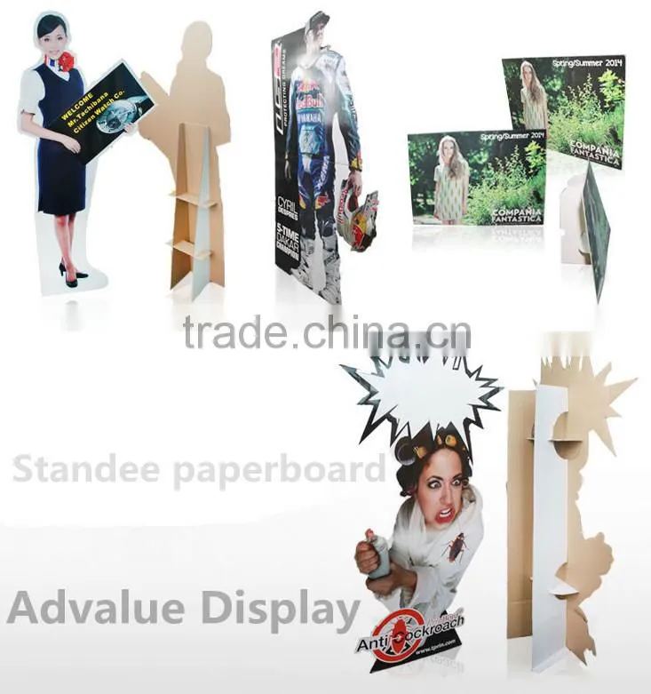 Eco-friendly custom advertising portable standee display cardboard stand commercial fingure image paper display