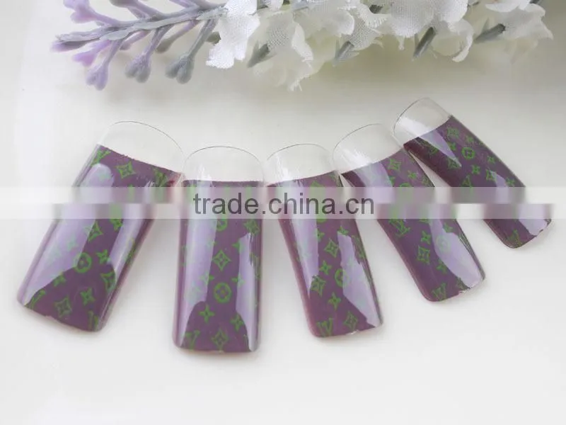 Violet full cover false nail elegant airbrush nail tips