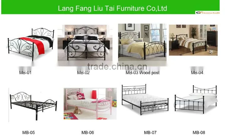 Wood leg metal bes with metal frame base metal beds