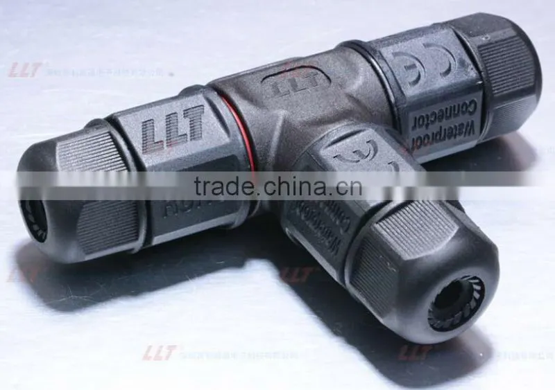 2 pin 3 pin IP67 solderless screw terminal waterproof T connector