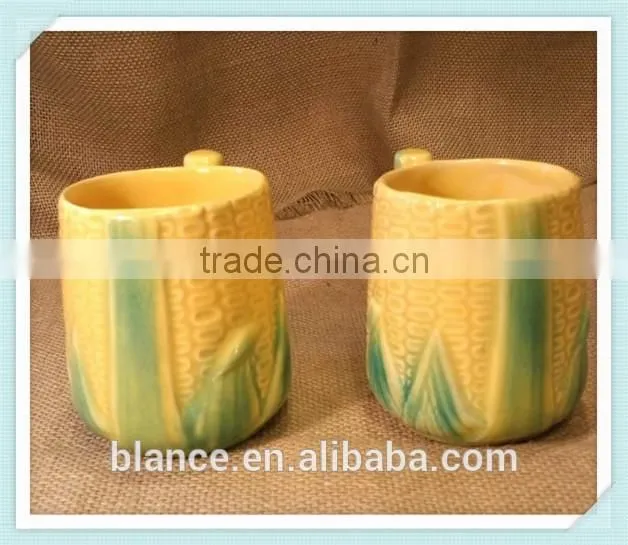 funny ceramic corn shaped coffee mug in 3d design cup