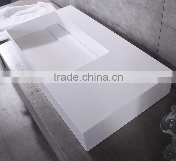 Pure Acrylic Solid Surface Wash Basins,artificial stone resin basin ,Wall mounted acrylic solid surface basin