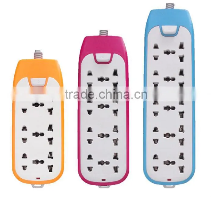 6 Outlets Horizontal Universal Power Extension Socket With 3M Cable