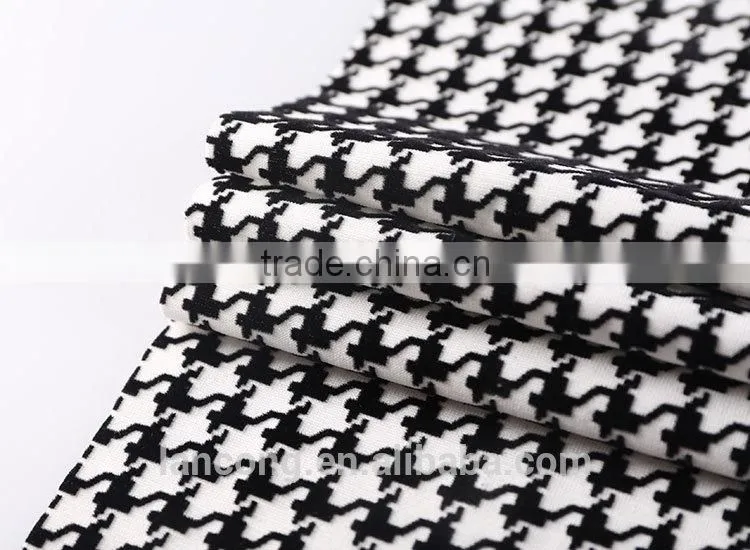 1PCS SALE!!!!Factory on Slea Spray spandex Houndstooth Flock knitted Fabric for Garment