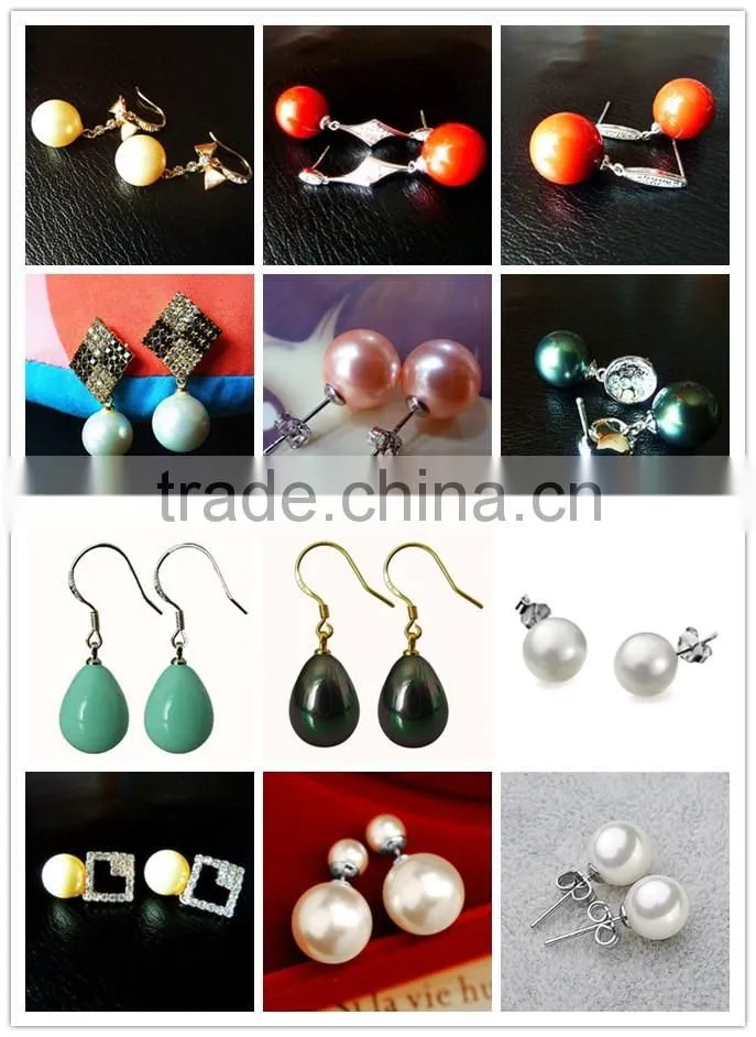 custom vogue jewelry south sea shell pearl silver earrings
