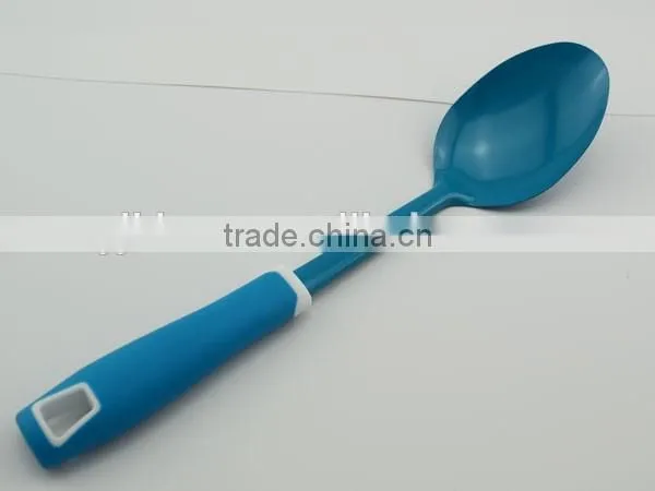 plastic handle kitchenware stainless steel long spoon with colorful